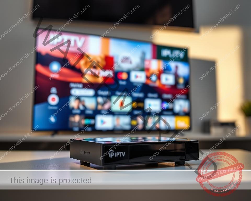A close-up view of a modern IPTV streaming device, displaying a high-definition video feed with vibrant colors and sharp details. The screen showcases a range of streaming platforms and services, reflecting the diverse content available through IPTV. The device is situated on a sleek, minimalist surface, bathed in soft, directional lighting that creates a sense of depth and emphasizes the clarity of the image. The background is blurred, allowing the streaming device to be the focal point, conveying the importance of high-quality streaming for the optimal viewing experience.