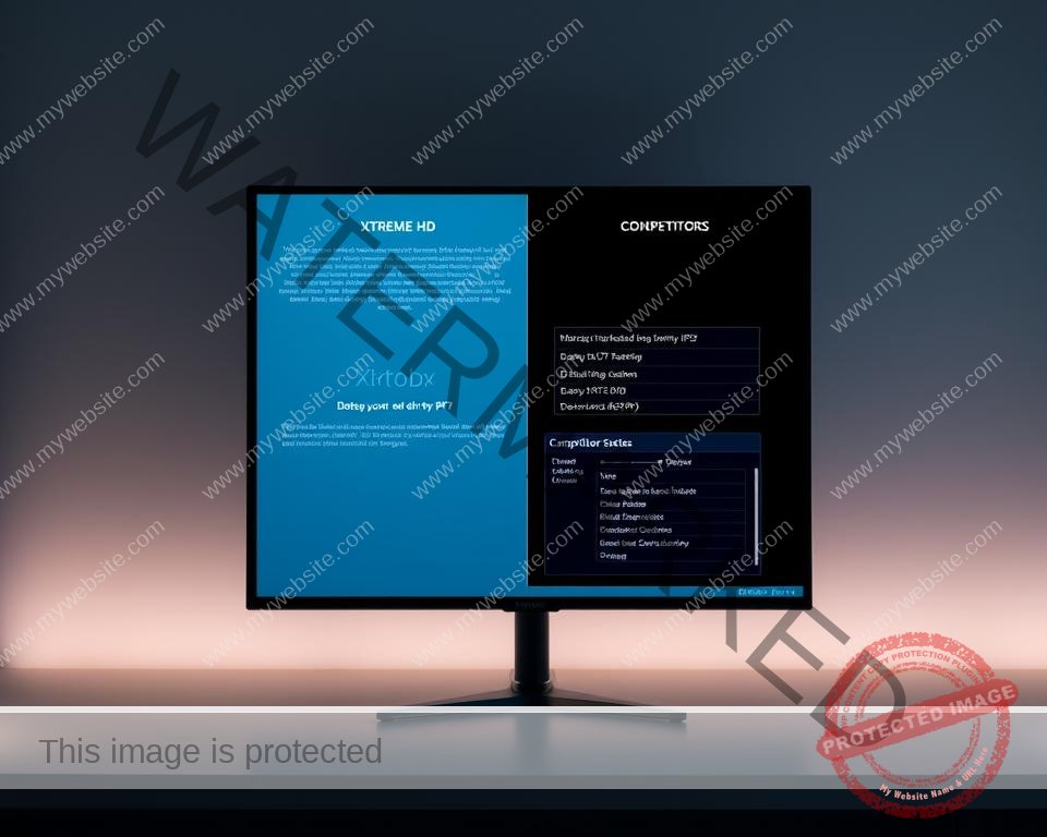 A detailed comparison of the setup process for two leading IPTV services, Xtreme HD and its competitors. The image depicts a split-screen layout, with each half showcasing the step-by-step installation flow for the respective services. The Xtreme HD side features a clean, streamlined process, with simple instructions and intuitive UI elements. The competitor side displays a more complex setup, with multiple configuration screens and potential roadblocks. The overall scene is rendered in a muted, professional tone, with soft lighting and a subtle blend of cool and warm tones to accentuate the technical nature of the subject matter. The composition emphasizes the ease and efficiency of the Xtreme HD setup, positioning it as the superior choice for IPTV enthusiasts.