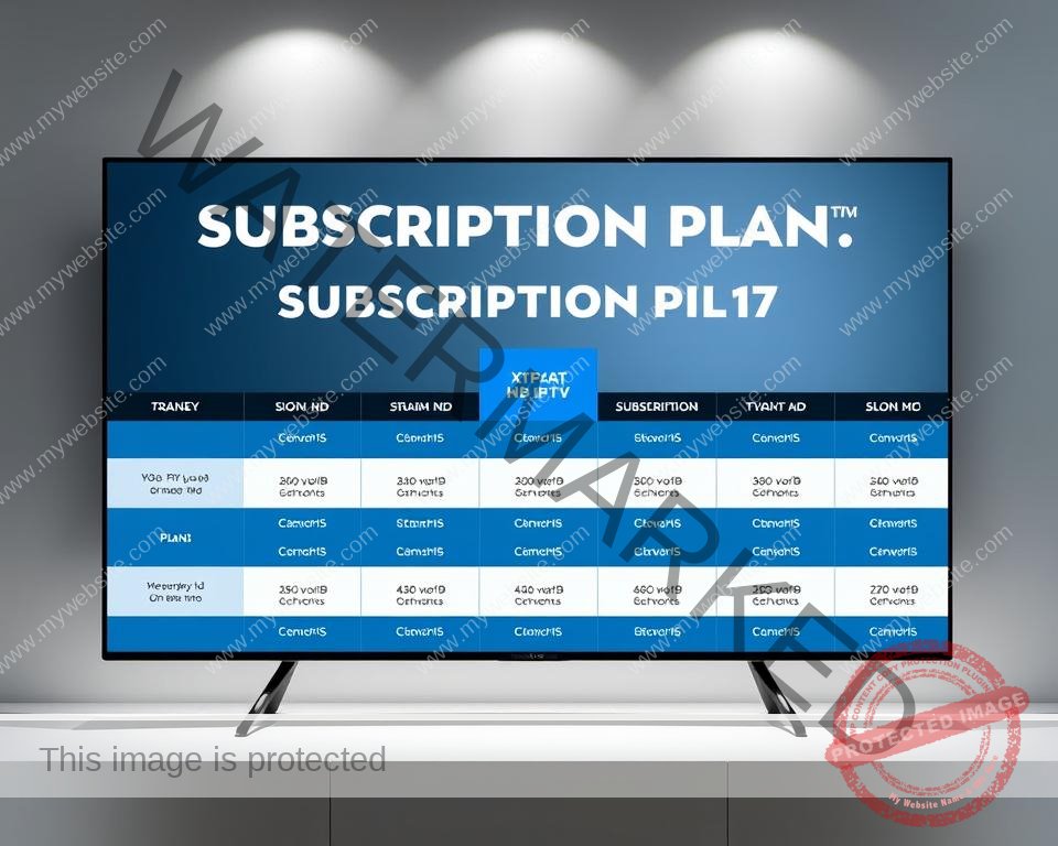 A modern and sleek subscription plans display for Xtreme HD IPTV, presented against a minimalist background with soft, even lighting. The plans are showcased in a high-resolution, photo-realistic style, with each option clearly laid out in a well-organized grid. The color palette features a harmonious blend of blues and grays, creating a premium, technology-driven aesthetic. The overall composition is balanced, with the plans taking center stage and complemented by subtle design elements that enhance the visual appeal. The image conveys a sense of professionalism, quality, and the extensive entertainment options available through the Xtreme HD IPTV service.