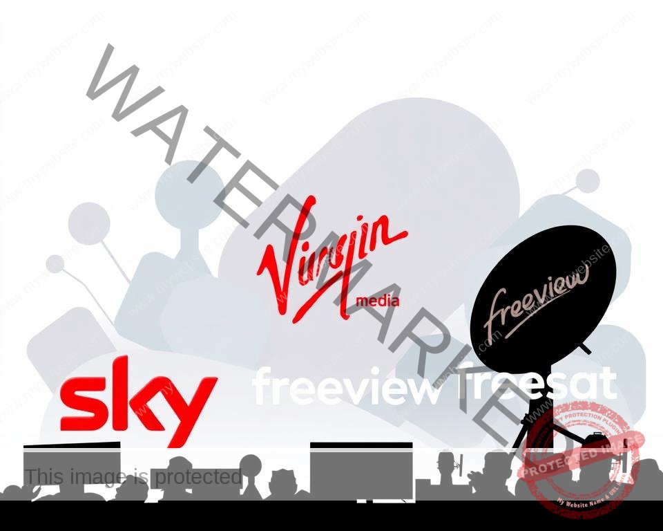 A modern, minimalist illustration showcasing various popular UK IPTV service providers. In the foreground, silhouettes of logos and brand names for leading IPTV platforms, such as UKTV, Sky, Virgin Media, Freeview, and Freesat. The middle ground features abstract shapes and geometric patterns in a muted color palette of blues, grays, and whites, suggesting the digital infrastructure and technology powering these IPTV services. The background has a soft, hazy gradient, creating a sense of depth and highlighting the providers. Crisp, clean rendering with careful attention to balance, composition, and negative space to produce a visually striking, professional-grade image. A modern, minimalist illustration showcasing various popular UK IPTV service providers. In the foreground, silhouettes of logos and brand names for leading IPTV platforms, such as UKTV, Sky, Virgin Media, Freeview, and Freesat. The middle ground features abstract shapes and geometric patterns in a muted color palette of blues, grays, and whites, suggesting the digital infrastructure and technology powering these IPTV services. The background has a soft, hazy gradient, creating a sense of depth and highlighting the providers. Crisp, clean rendering with careful attention to balance, composition, and negative space to produce a visually striking, professional-grade image.