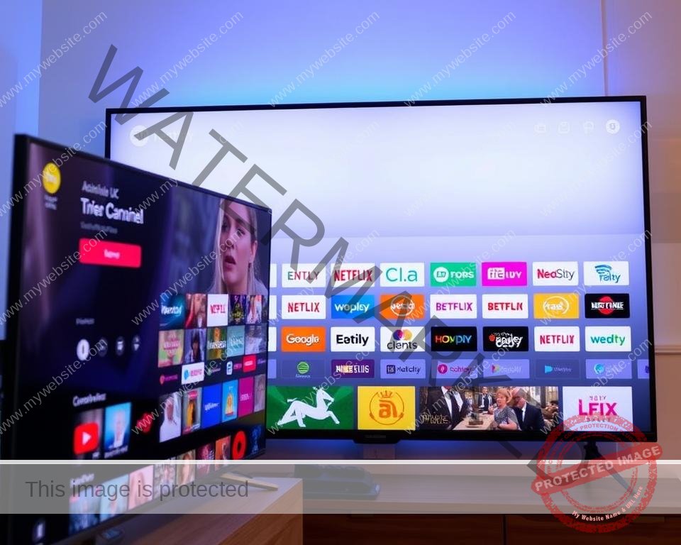 A modern streaming service interface displaying a comprehensive lineup of popular UK television channels, with a clean and intuitive design. The foreground features a large screen showcasing a diverse selection of content, while the middle ground presents a grid of channel logos and program thumbnails. The background is a minimalist, gradient-based UI, evoking a sense of digital elegance. The lighting is soft and diffused, creating a visually appealing and inviting atmosphere. The camera angle is slightly angled, providing a dynamic perspective that captures the depth and breadth of the channel offerings. A modern streaming service interface displaying a comprehensive lineup of popular UK television channels, with a clean and intuitive design. The foreground features a large screen showcasing a diverse selection of content, while the middle ground presents a grid of channel logos and program thumbnails. The background is a minimalist, gradient-based UI, evoking a sense of digital elegance. The lighting is soft and diffused, creating a visually appealing and inviting atmosphere. The camera angle is slightly angled, providing a dynamic perspective that captures the depth and breadth of the channel offerings.