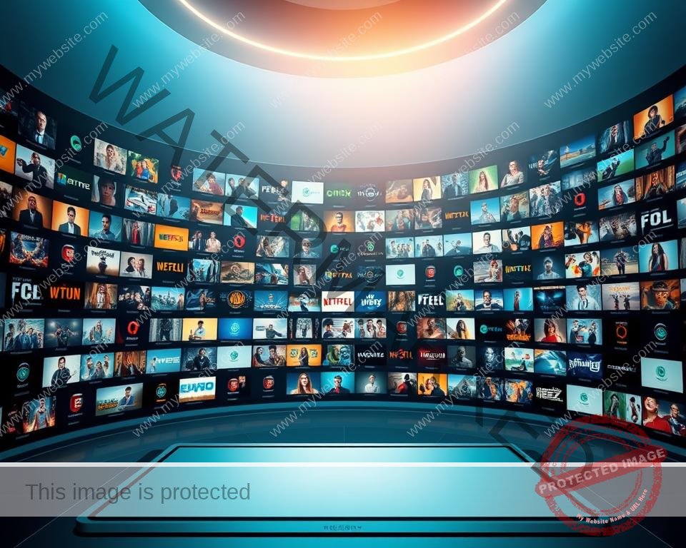 A vast content library unfolds, showcasing an array of high-definition IPTV channels. The foreground features a sleek, futuristic-looking interface, with a clean layout and intuitive navigation. In the middle ground, a diverse selection of genre tiles, each offering a glimpse into the wealth of entertainment options, from blockbuster movies to live sporting events. The background is a seamless blend of deep blues and subtle gradients, evoking a sense of technical sophistication. Soft lighting from above casts a warm glow, while the overall composition conveys a sense of abundance and accessibility, inviting the viewer to explore the depths of this comprehensive IPTV content ecosystem.