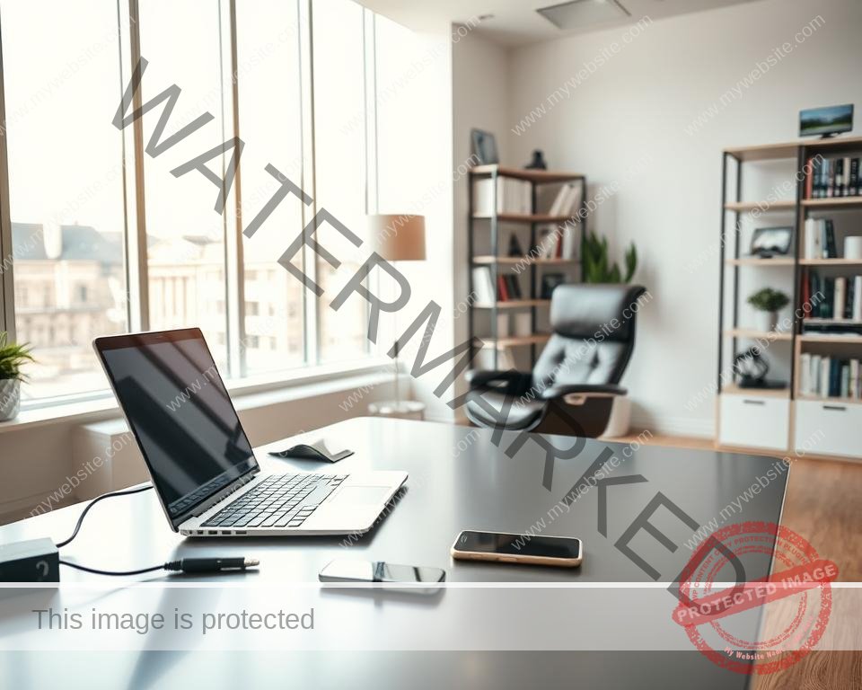 A well-lit, modern office interior with a sleek, minimalist aesthetic. In the foreground, a sturdy, metal desk with a laptop, smartphone, and a few carefully placed office supplies. The middle ground features a comfortable leather chair and a bookshelf filled with technical manuals and industry-relevant publications. The background showcases floor-to-ceiling windows, allowing natural light to flood the space and create a warm, inviting atmosphere. The overall scene conveys a sense of professionalism, reliability, and technological expertise - the hallmarks of a trustworthy IPTV provider serving the UK market.